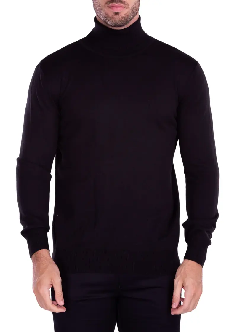 215100 Black Men's Essentials Turtleneck Sweater