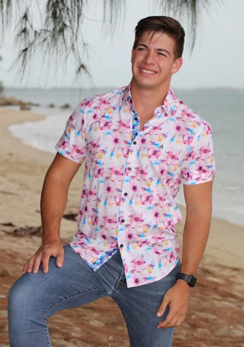 ADS-216 White/Pink Short Sleeve Shirt
