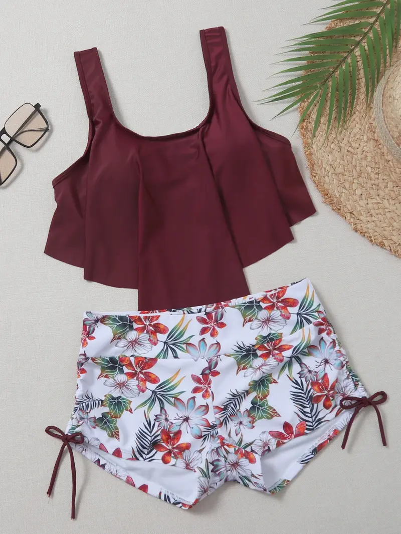 Bañador bikini bajo hanky floral tropical