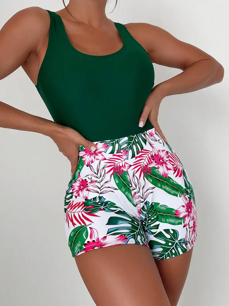 Bañador una pieza con estampado tropical