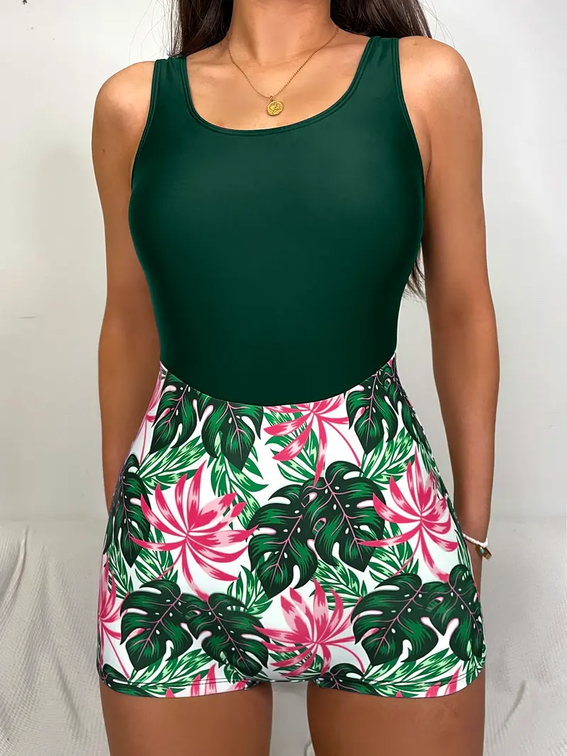 Bañador una pieza con estampado tropical