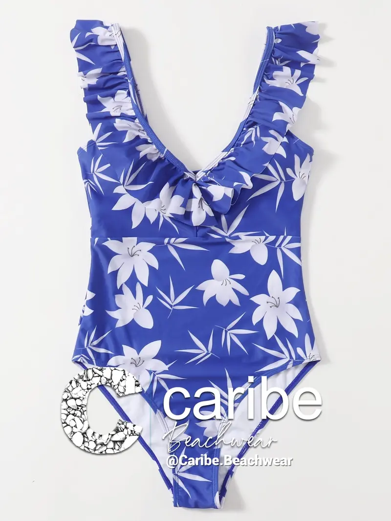 Bañador una pieza con fruncido con estampado floral al azar