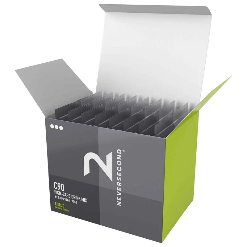 Bebida Alta en Carbohidratos Neversecond High Carb C90 (Caja de 8 Sobres)