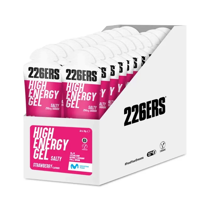 Caja de 24 Geles 226ers High Energy Gel 76grs gel vegano (4 Sabores)