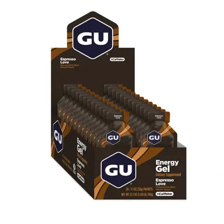Caja de 24 Geles GU Energy Gel Original 32g Con Cafeína (8 sabores)