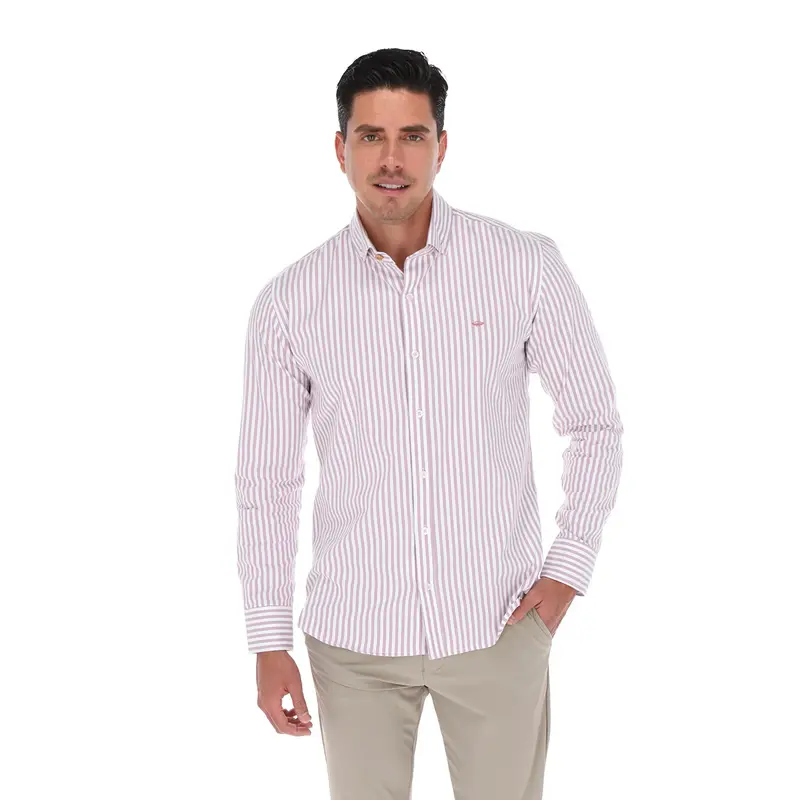 Camisa Casual de Lineas Verticales Porto Blanco | C-2409