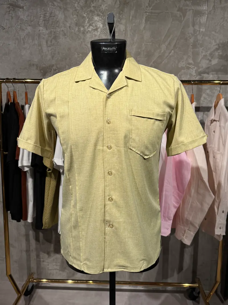 Camisa Cubana de Hombre de Manga Corta con Un Bolsillo | M-2024