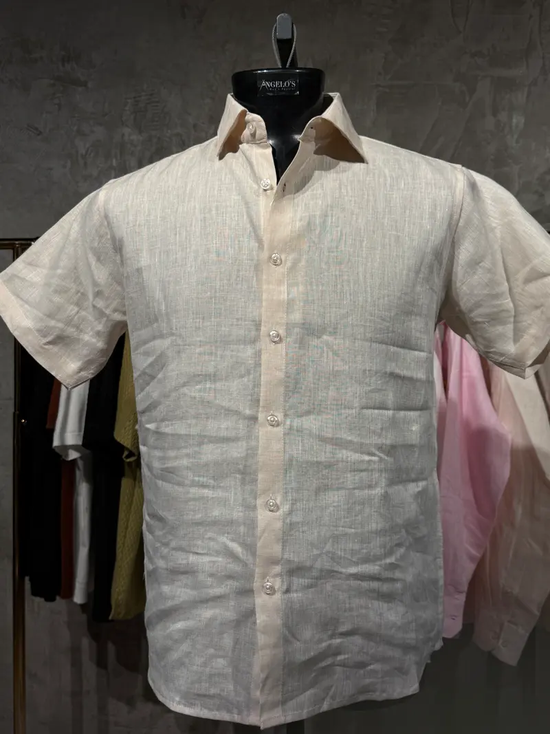 Camisa de Hombre de Manga Corta en Lino 100% con Botones | MI-1808