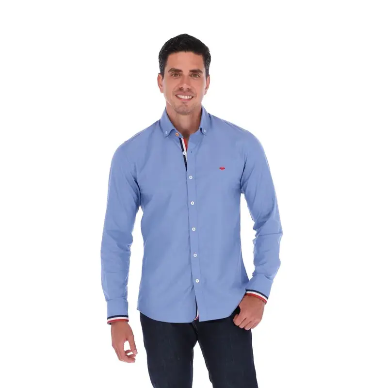 Camisa de Vestir Caballero Azul con Detalles en Cierre | Porto Blanco E-2154
