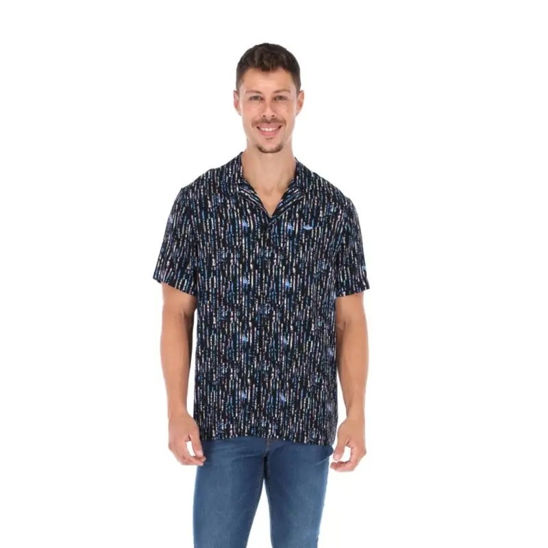 Camisa De Vestir Para Hombre Estampada Manga Corta | Porto Blanco CR-2037