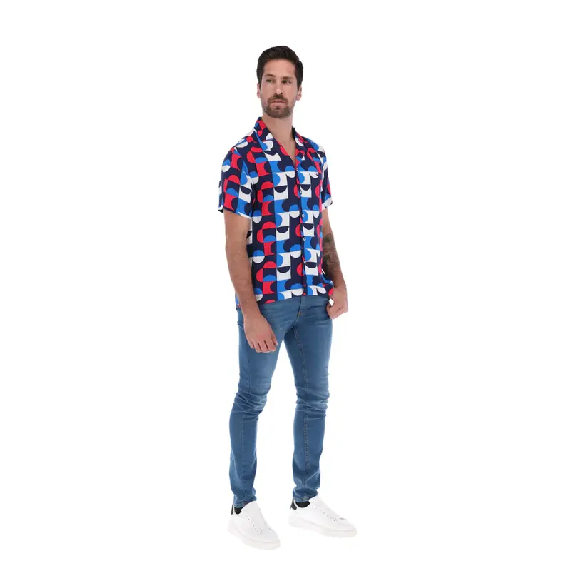 Camisa Fluida Estampado Geométrico Hombre | Porto Blanco CR-1936