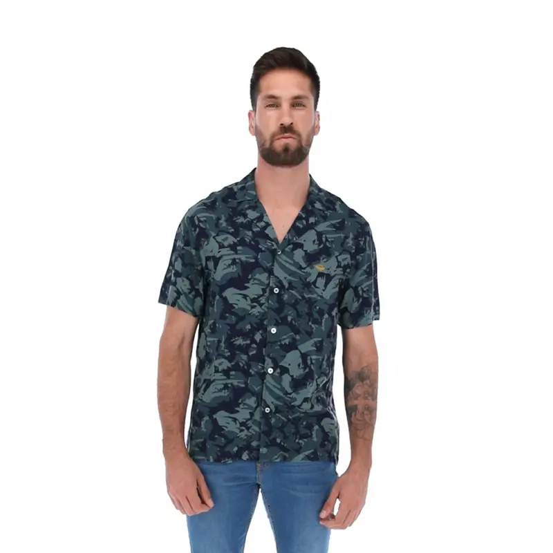 Camisa Juvenil Estampado Abstracto Hombre Porto Blanco CR1904