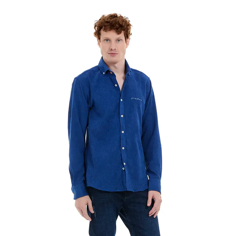 Camisa Porto Blanco de pana para hombre color Azul | E-2426