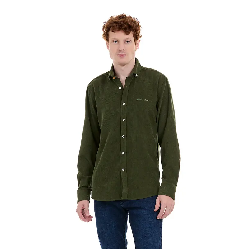 Camisa Porto Blanco de pana para hombre color Verde | E-2427