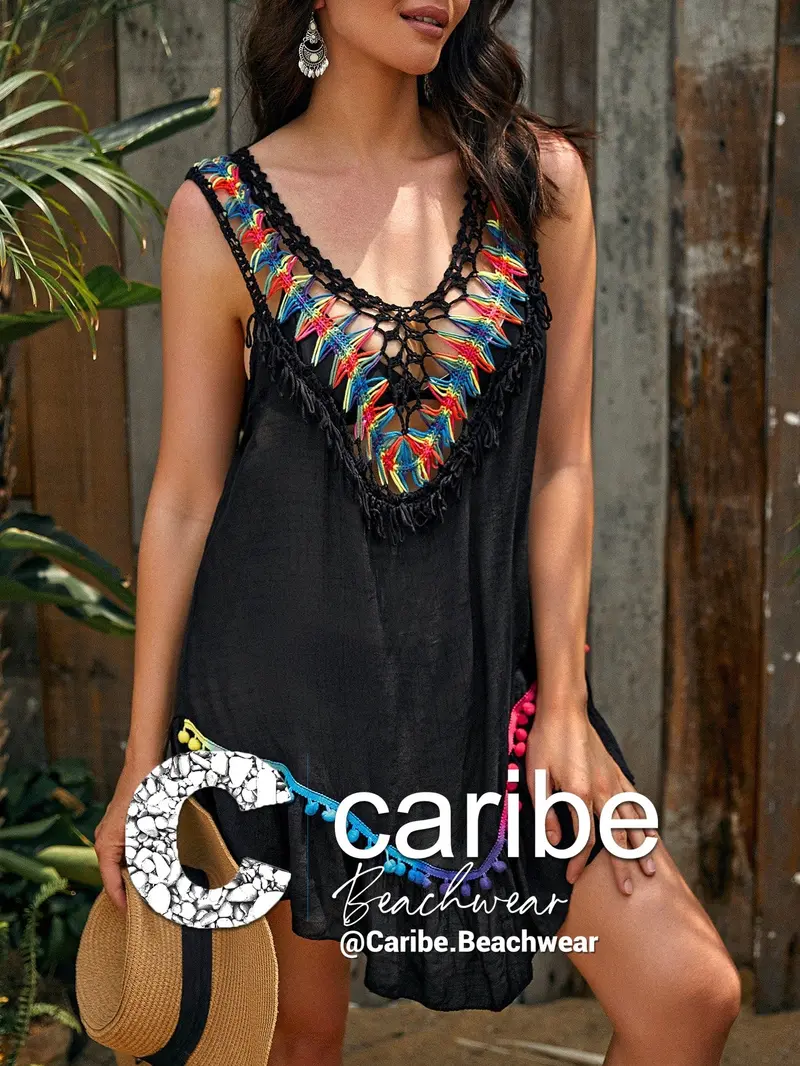 Cover up bajo con fruncido con pompón de espalda abierta con cordón sin bikini