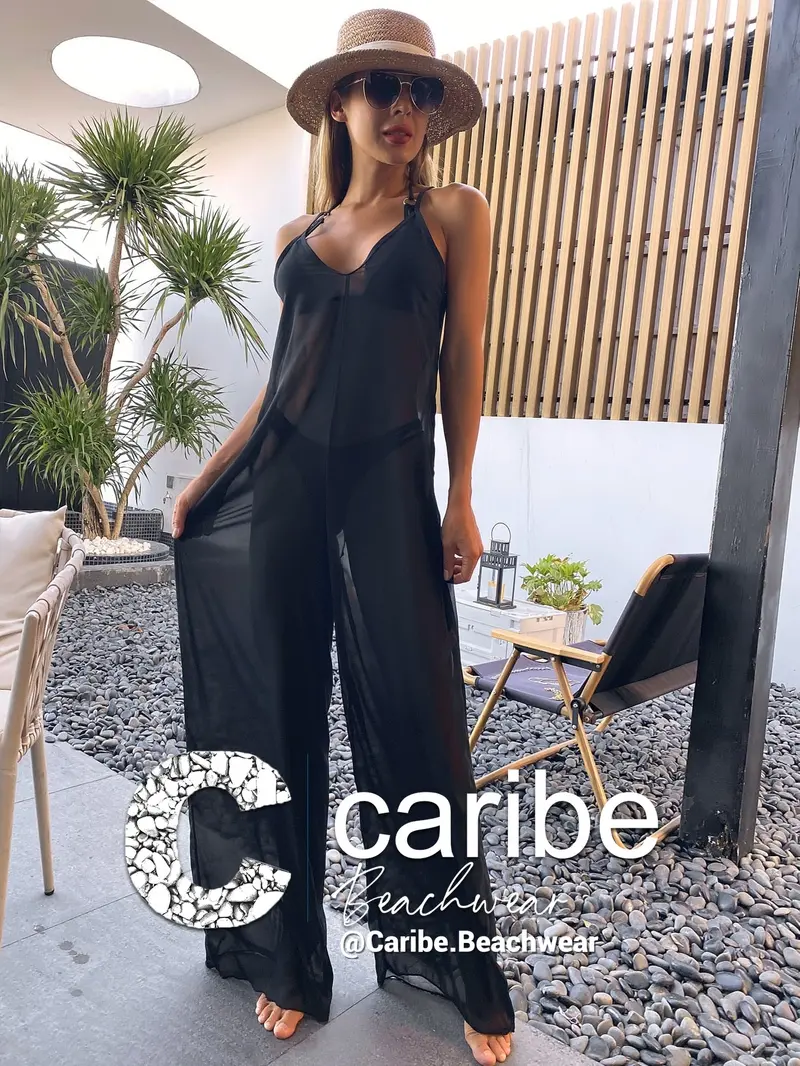Cover up con malla transparente unicolor