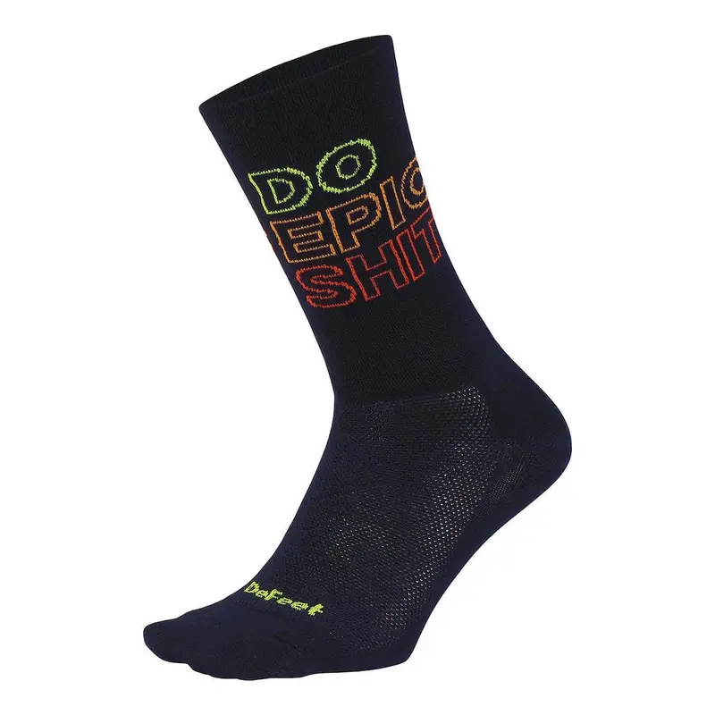 DeFeet Aireator 6'' - Calcetines de ciclismo largos, ventilados y livianos. (NEGRO con Verde, Amarillo y Rojo)