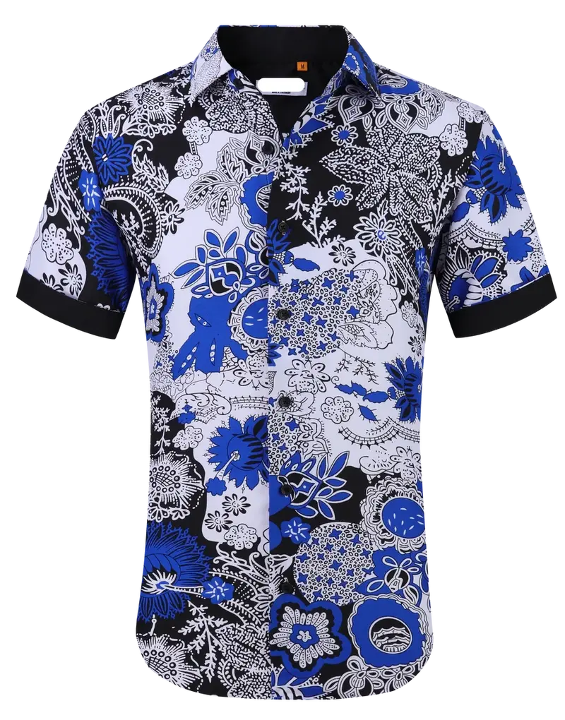 Floral Printed Short Sleeve Shirt / Blue