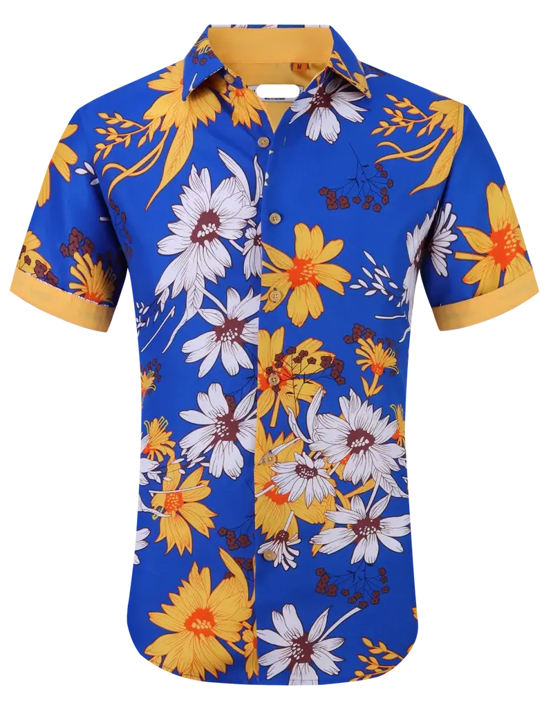 Floral Printed Short Sleeve Shirt / Blue