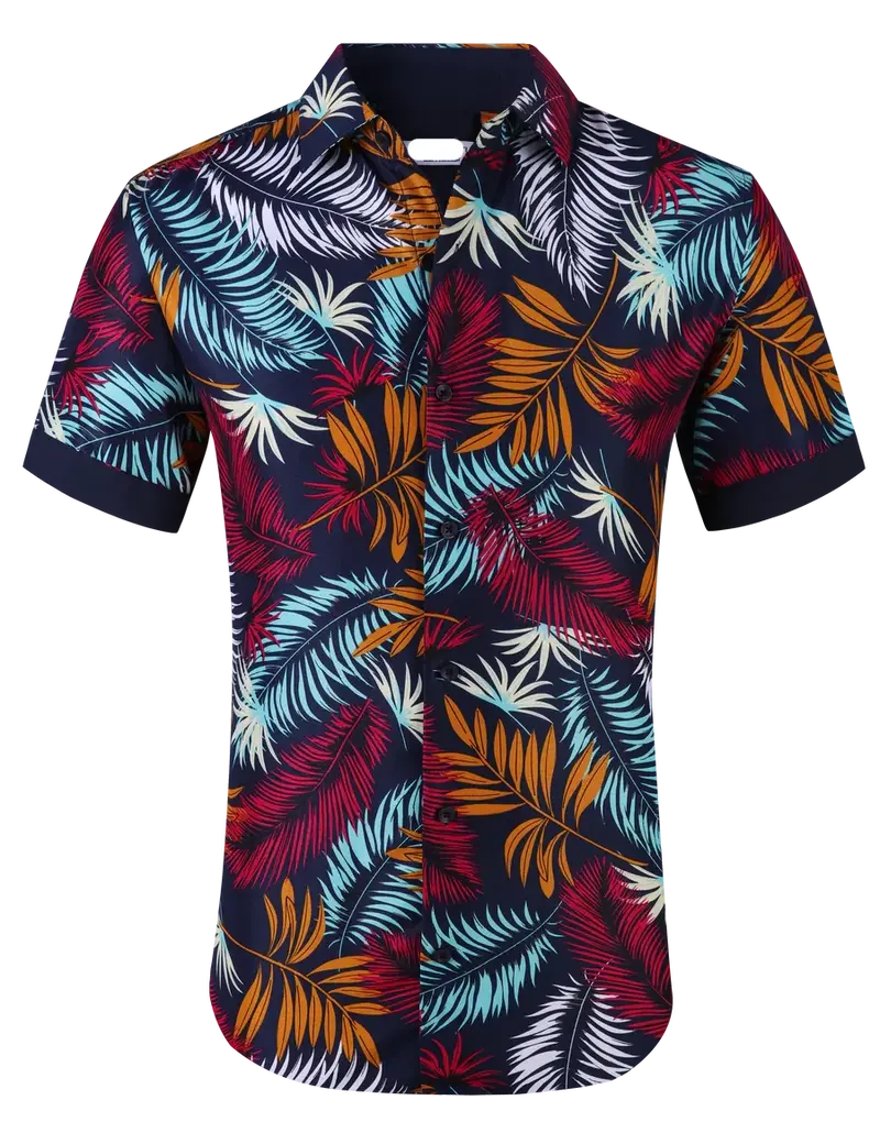 Floral Printed Short Sleeve Shirt / Purple