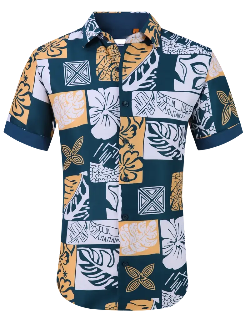 Floral Printed Short Sleeve Shirt | SC520-14 Navy
