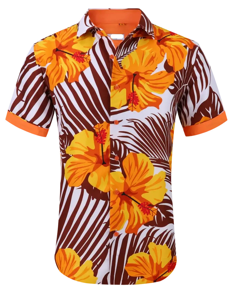 Floral Printed Short Sleeve Shirt / White