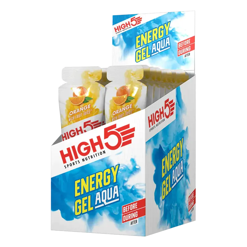 High5 Energy Gel Aqua - Caja de 20 Geles Liquidos Naranja (66g)