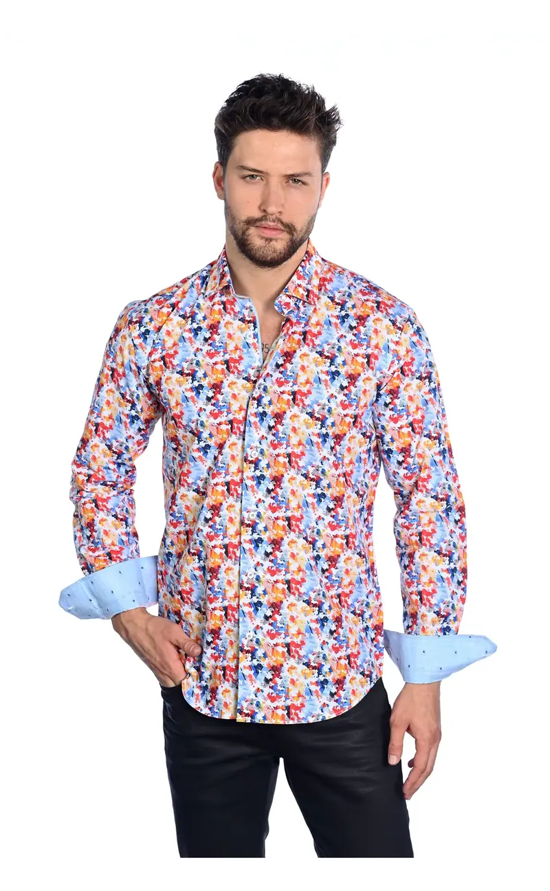 M1682 White/Multi Long Sleeve