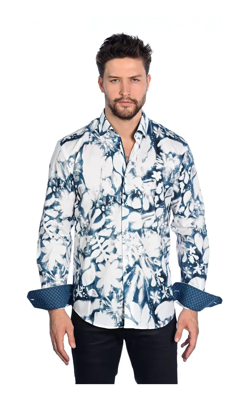 M1695 White/Blue Long Sleeve