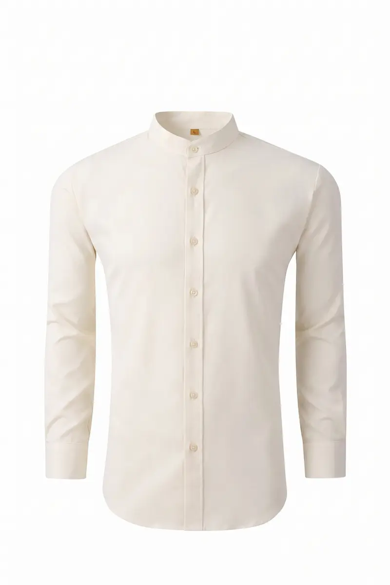 Mandarin Collar Solid Shirt / Cream (MC801-5)