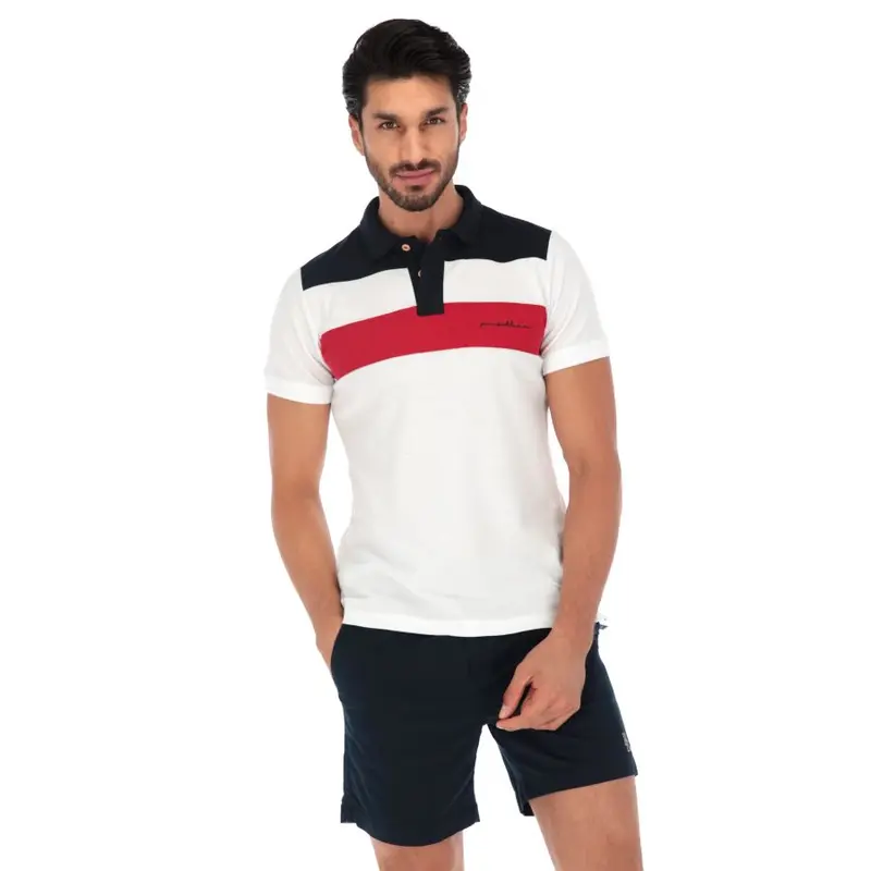 Men's Pattern  Short Sleeve Polo Navy, Red & White |Porto Blanco| PL-1508