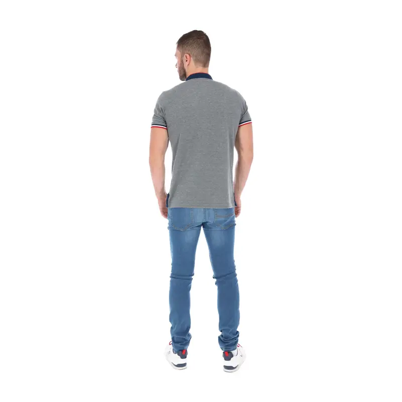 Men's Solid Mandarin Collar Polo Shirt Grey PL-1751