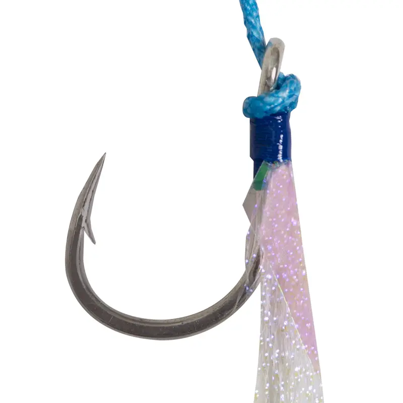 MUSTAD Ocean Camo Assist Rig, Blue w/ Flash & Ring, J-ASSIST5-1/0-3