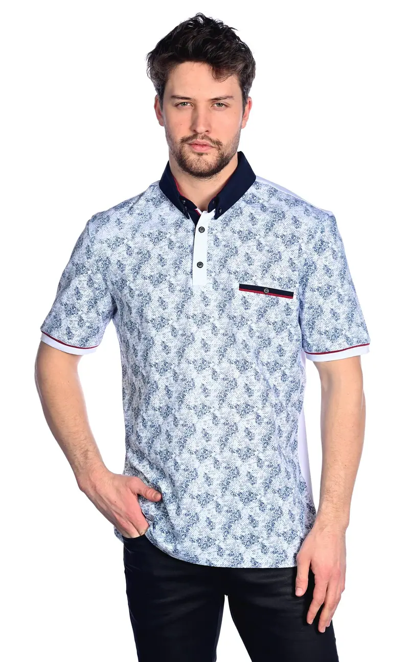 MZP-508 White/Indigo Polo