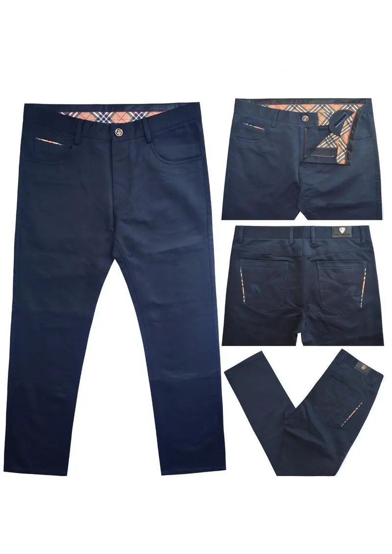 Navy Plaid Stretch Pants | FP-300 Navy