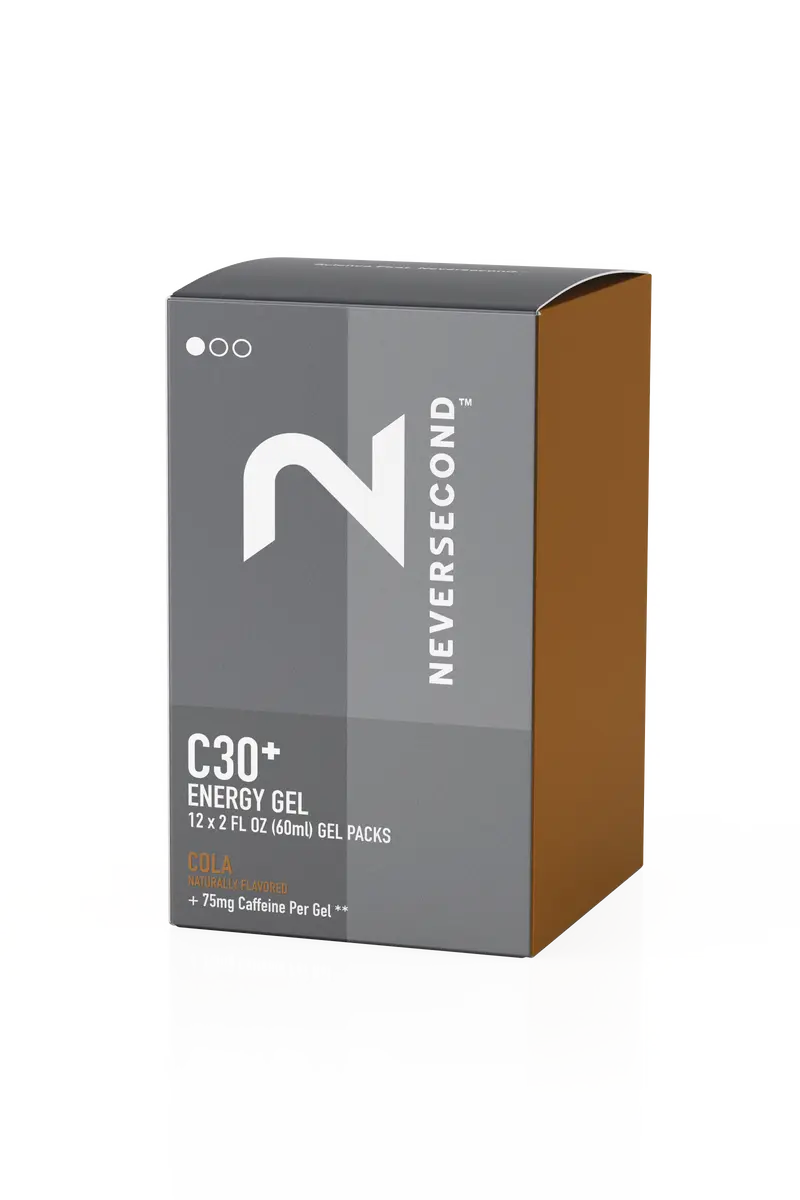 Neversecond C30+ (60g) - CAJA de 12 unidades. Gel energético Con Cafeina (4 sabores)