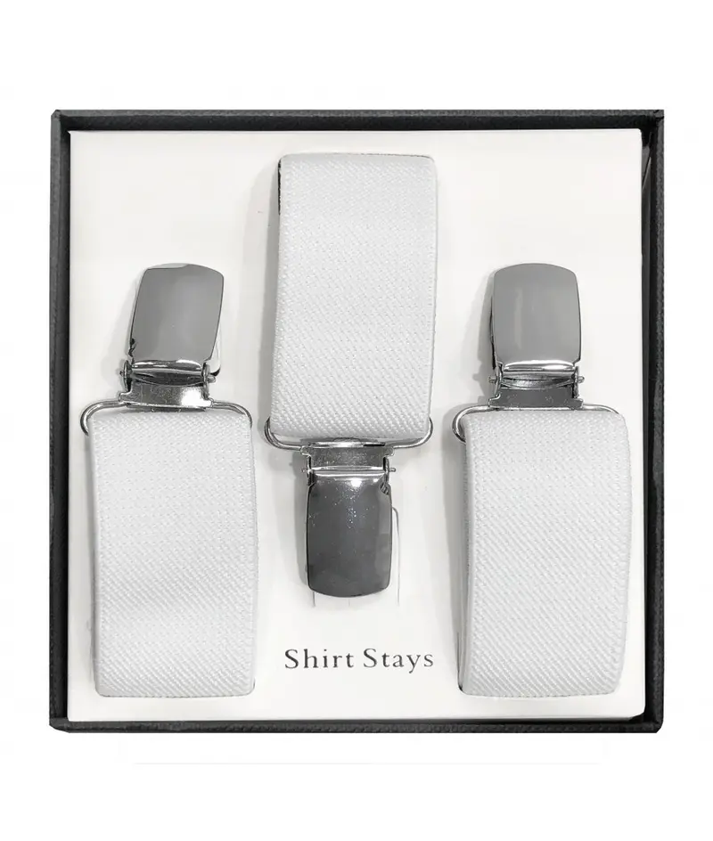 Pair of Shirt Stays Suspenders | SS1-A White