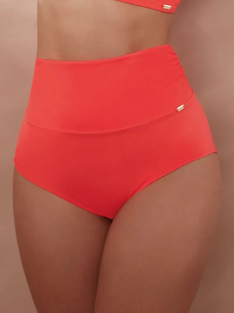 Panty de Baño con Fajón Ancho Color Naranja Brillante