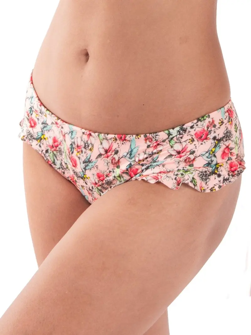 Panty de Baño Estampado Floral Mandarina