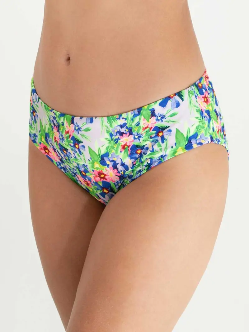 Panty de Baño Laterales Anchos Estampado Azul Rey