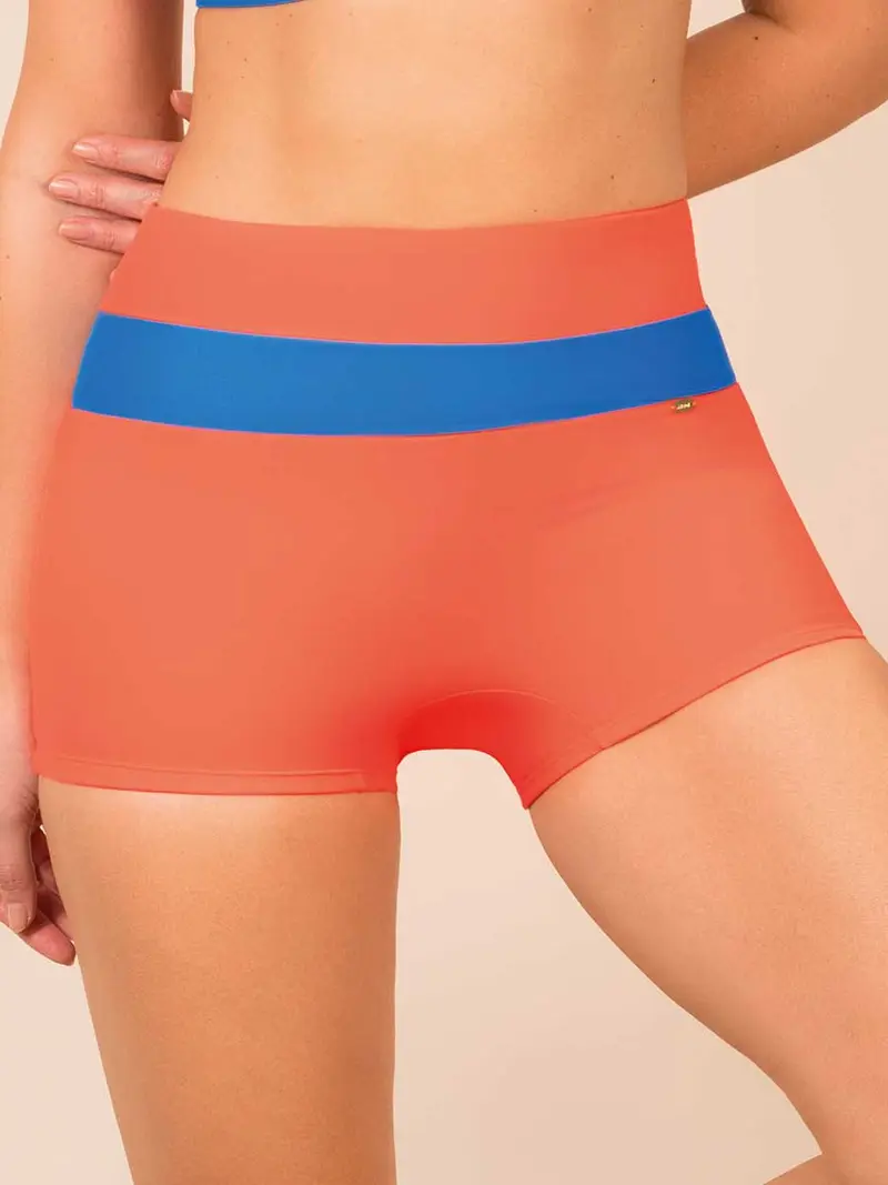 Panty de Baño Tipo Bóxer Naranja Brillante