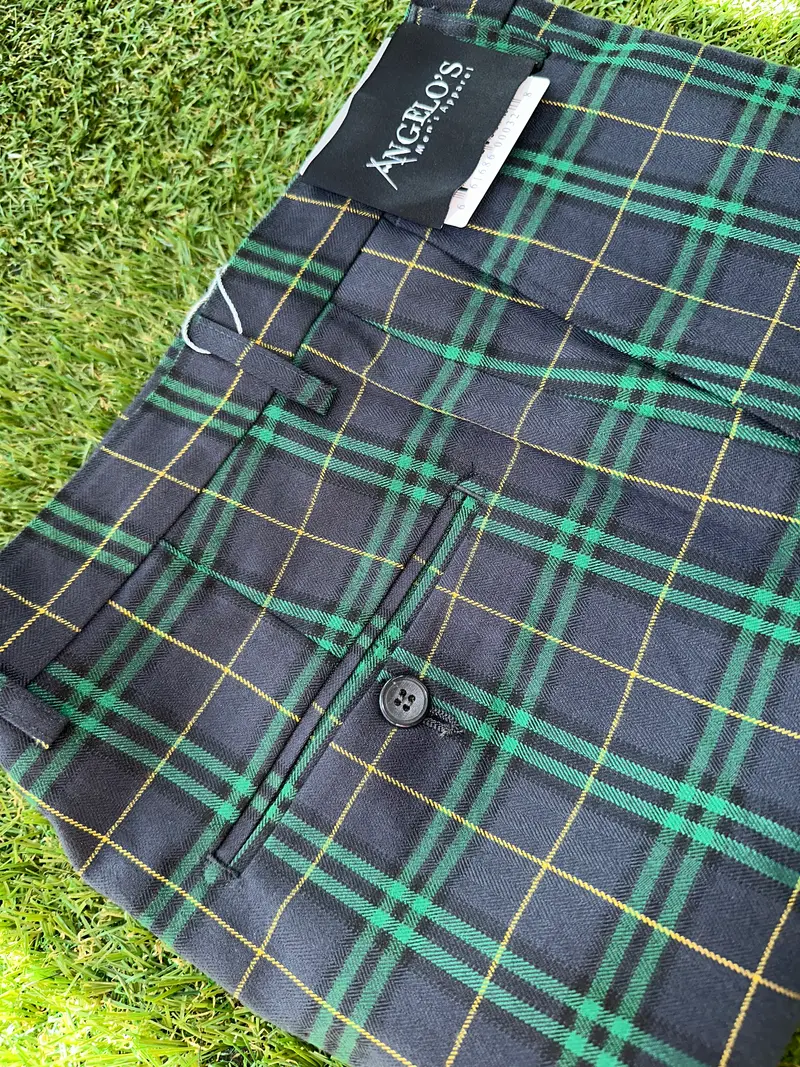 PL104 Navy/Green Plaid Pants