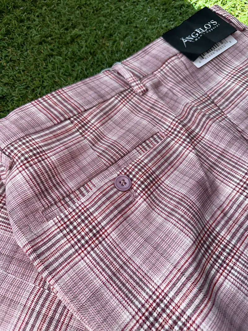 PL112 Wine Plaid Pants