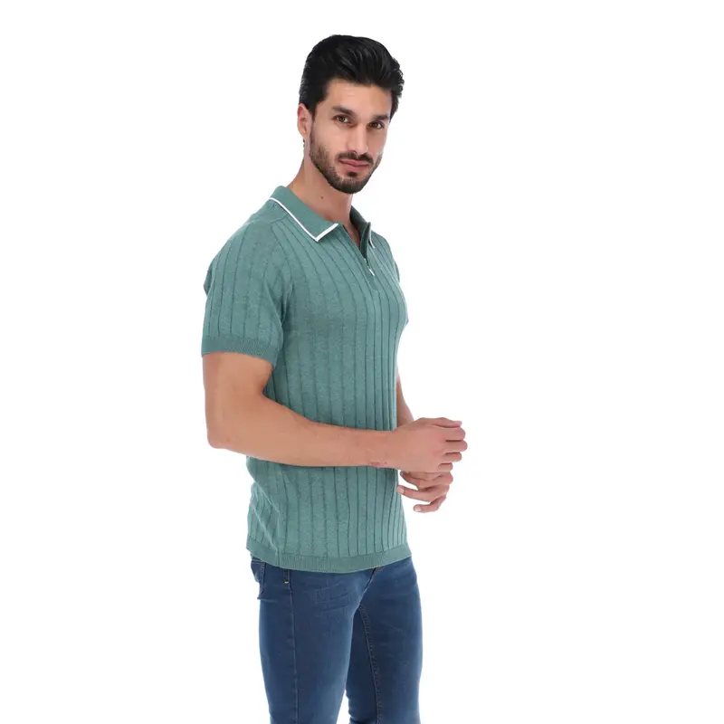 PLT-1808 Men's Solid Short Sleeve Polo Shirt Green