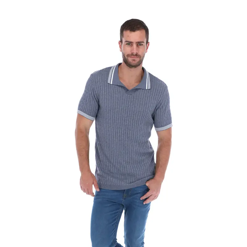 PLT-1825 Men's Solid Short Sleeve Polo Shirt Gray