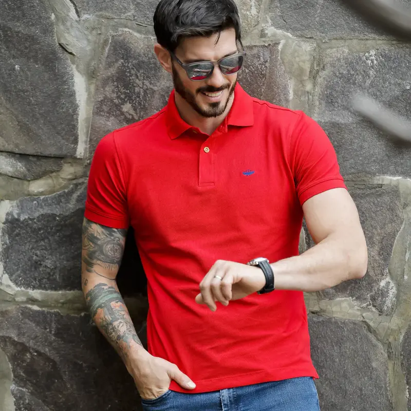 Polo Porto Blanco Básica Caballero Color Rojo | PBASIC-14