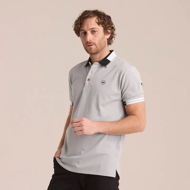 Polo Porto Blanco manga corta ribetes a contraste algodón | PLE-2559 Gris