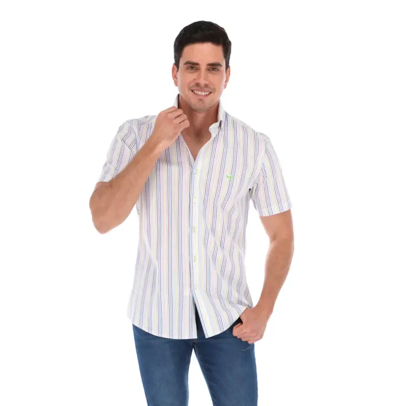 Porto Blanco Camisa de Vestir Para Hombre Manga Corta De Rayas | MC-2028
