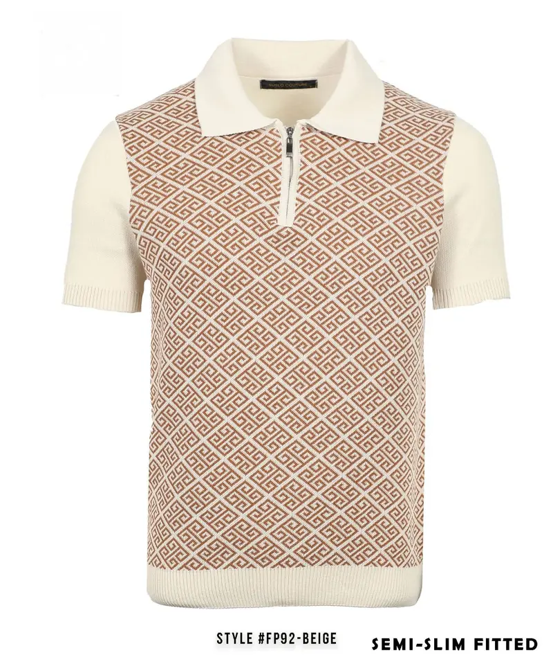 Premium Collection Sweater Polo Beige/Brown (FP92)