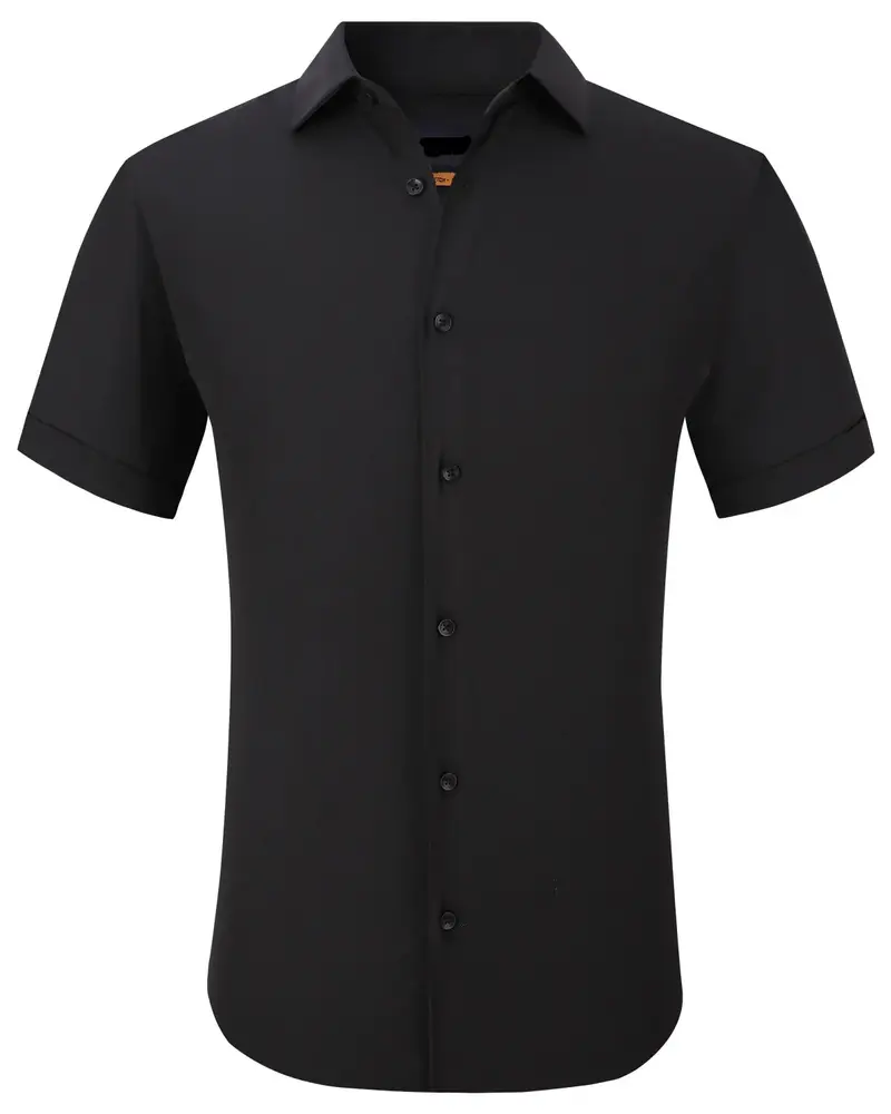 SC515-2 Black Solid Stretch Short Sleeve Shirt